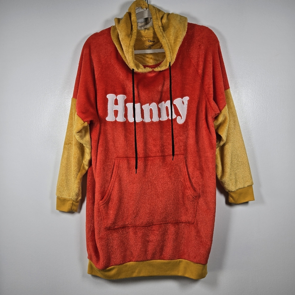 Disney Winnie The Pooh Hunny Character Soft Fleece Long Hoodie Sweater Medium